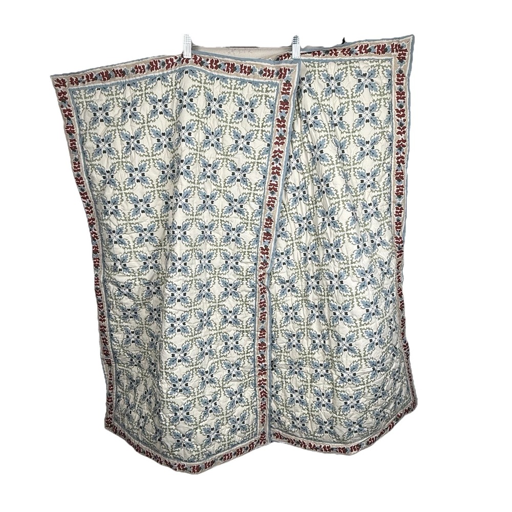 Garnet Hill King Umbria Paisley Pillow Shams Cotton Quilted 23x39